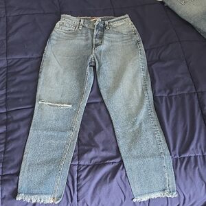 Socialite High Rise Light Blue Distressed Jeans